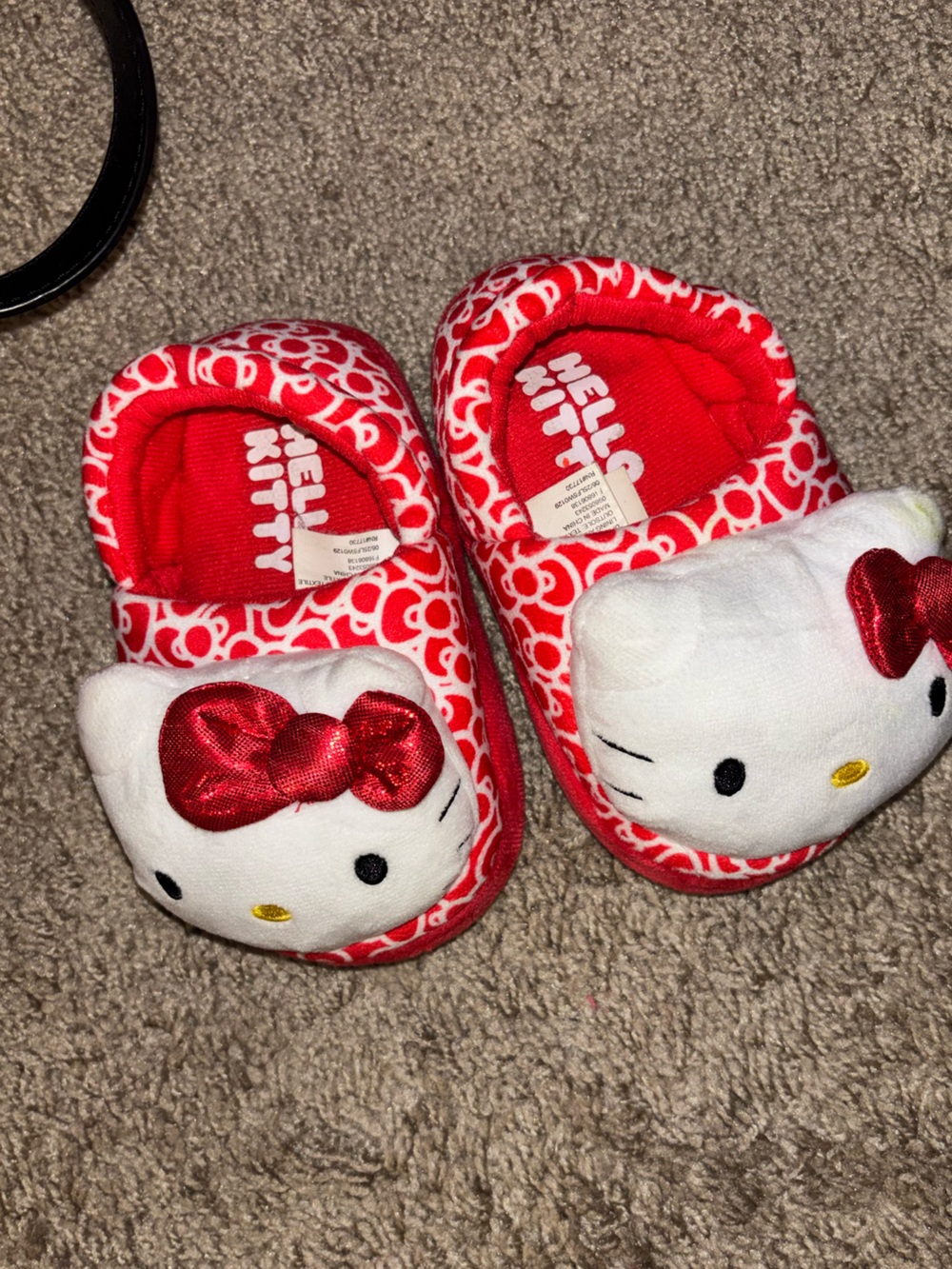 2 Sanrio Hello Kitty Toddler Plush Slippers Pink (5/6) & Red (7/8)